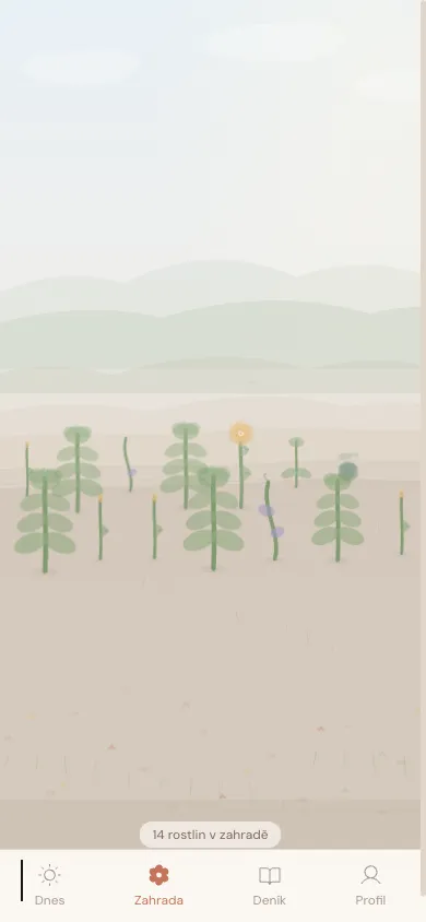 Zahrada růstu — vizuální pokrok po 14 dnech